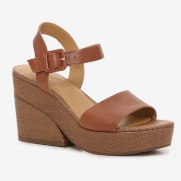 Crown Vintage DSW Elese Wedge Brown Tan Platform Heels Size 10 - Picture 1 of 8
